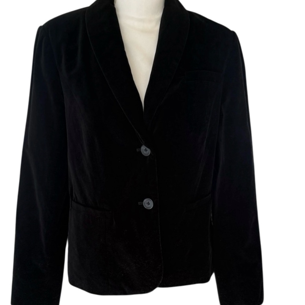 Tommy Hilfiger black velour Blazer cotton preppy acadamia womens Size large